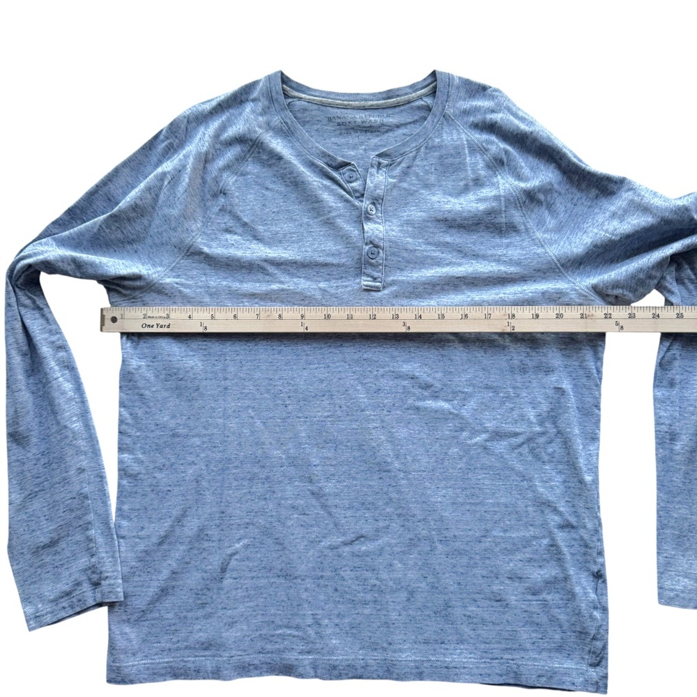 BANANA REPUBLIC Blue Soft Wash Long Sleeve Henley – Size L - Picture 4 of 5